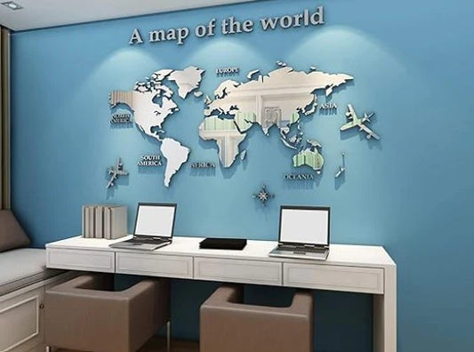 Acrylic 3D Wall Decor World Map Wall Decar for Home&Office Decoration