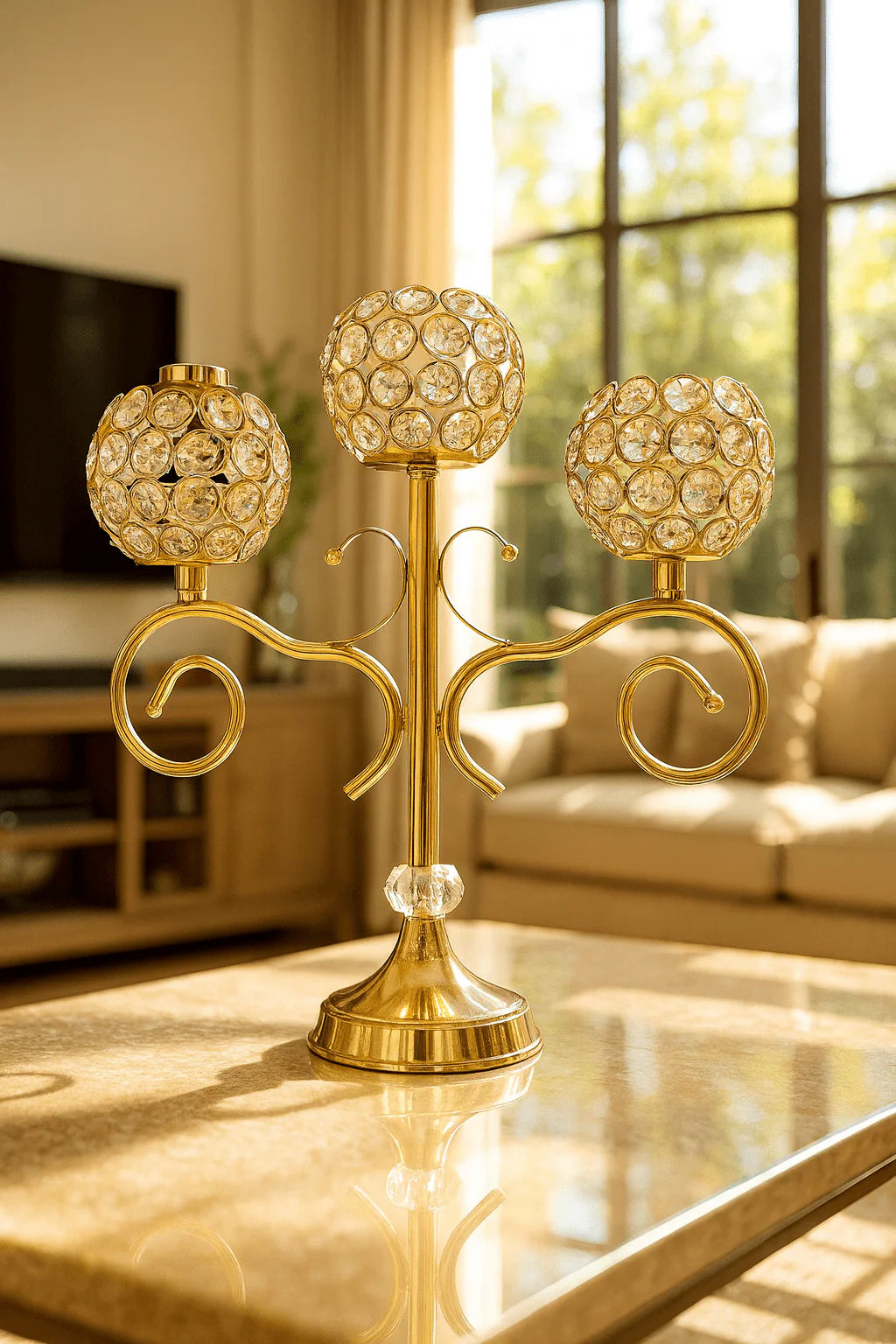 Crystal 3-Head Candle Holder