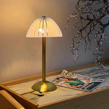 Modern Gold Table Lamp with Pleated Shade