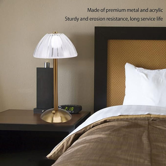 Modern Gold Table Lamp with Pleated Shade