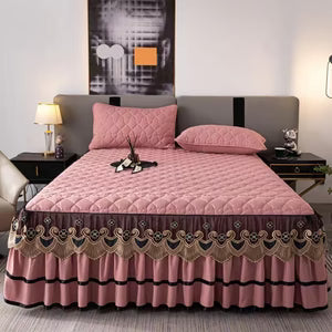 Royal Velvet Bedspread with Decorative Ruffled Skirt